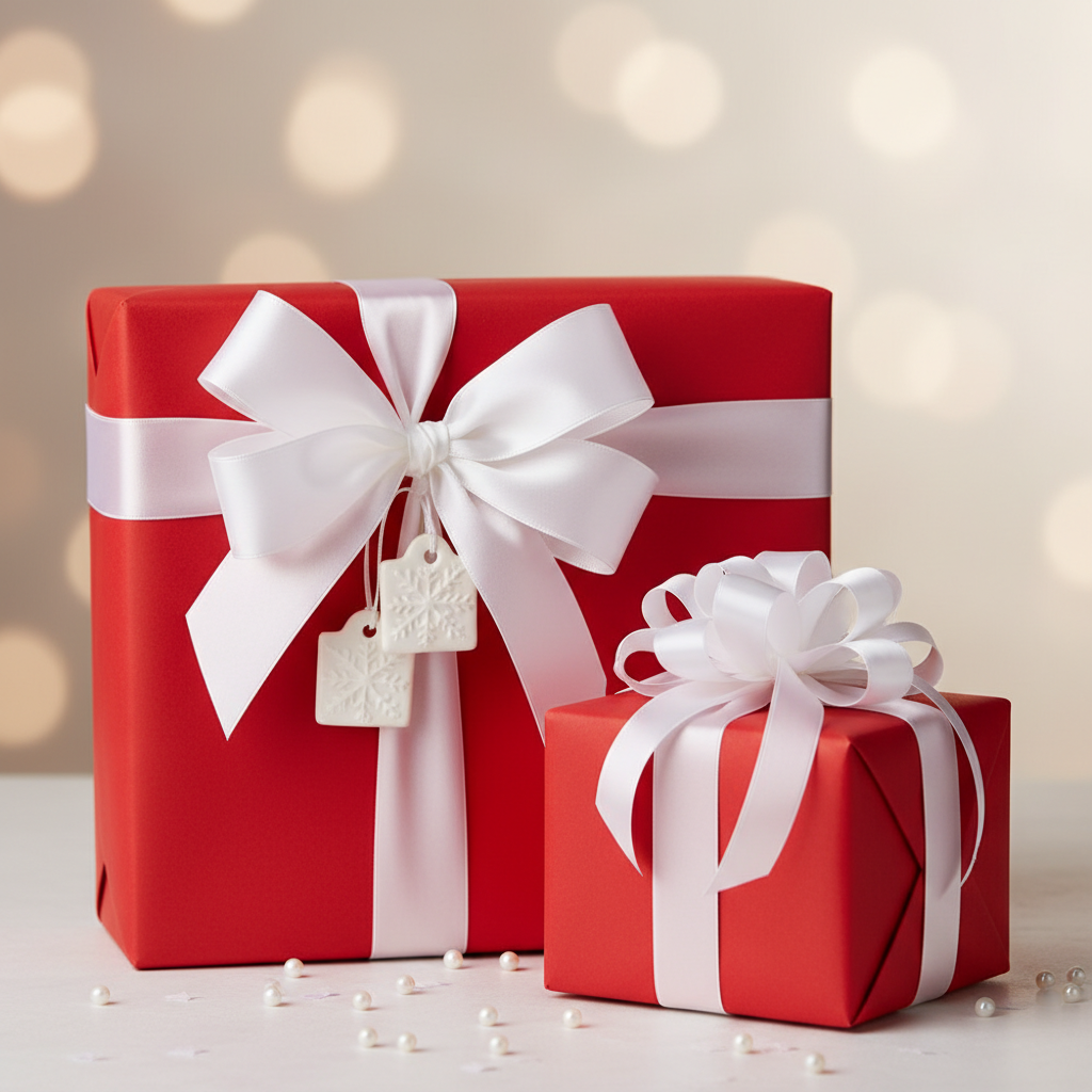 Classic Red wrapping paper mockup 3