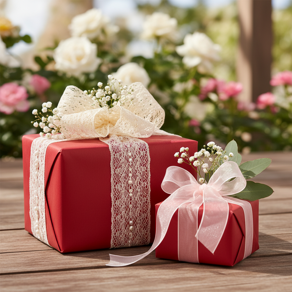 Classic Red wrapping paper mockup 8