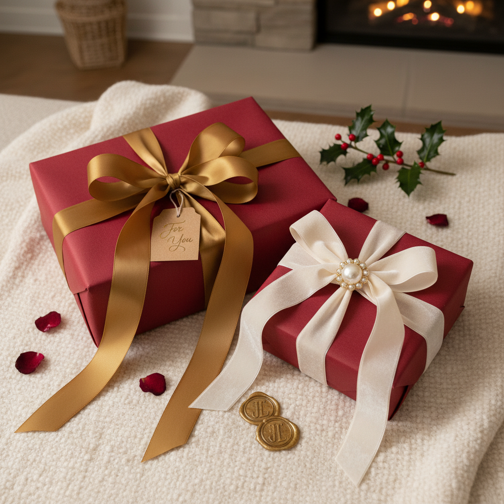 Classic Red wrapping paper mockup 11