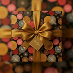 Square gift wrapped in modern floral wrapping paper with a gold satin ribbon and "For You" tag.