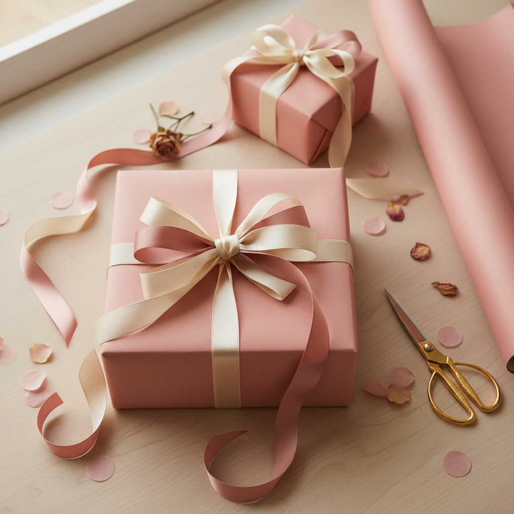 Rose Petal wrapping paper mockup 12