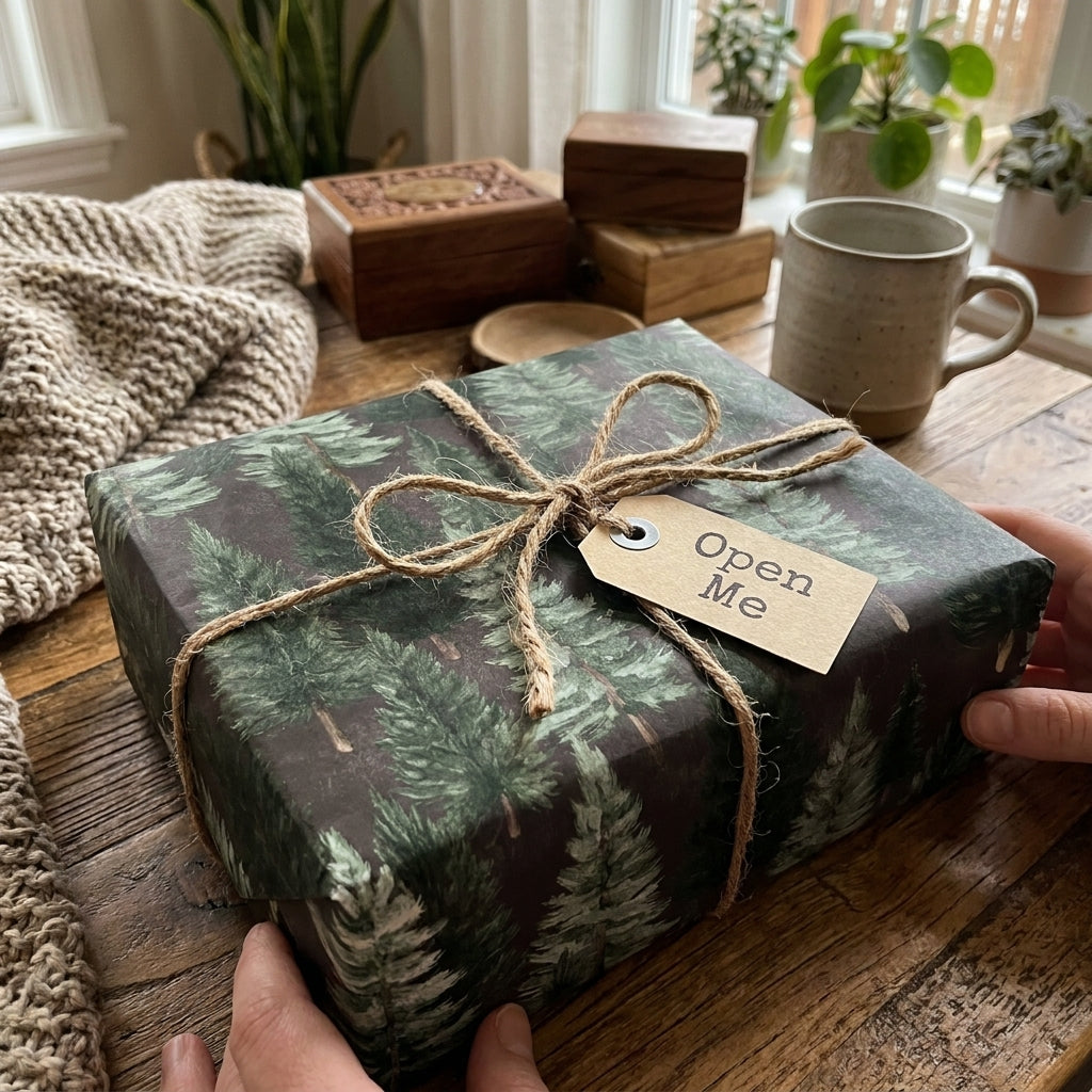 Whispering Woodlands: Rustic Pine Christmas Wrapping Paper