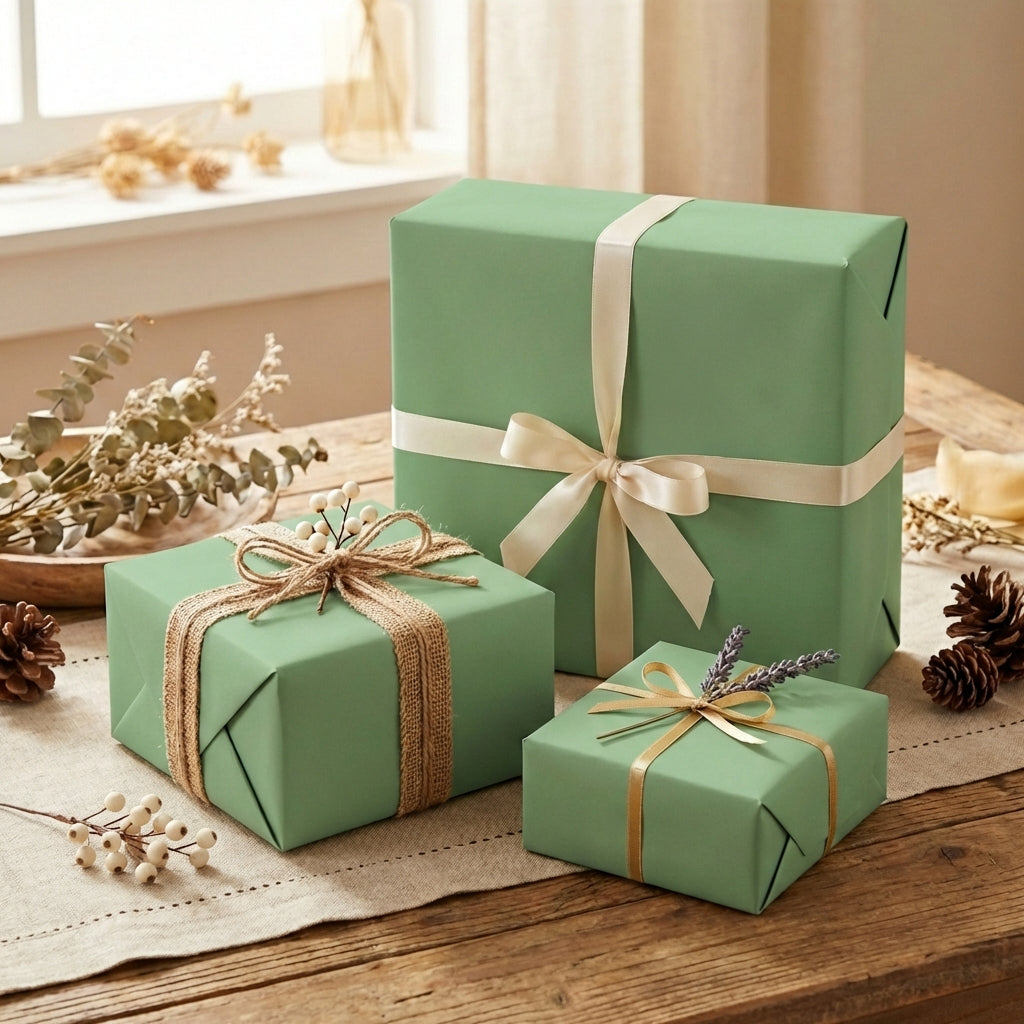Sage wrapping paper mockup 10