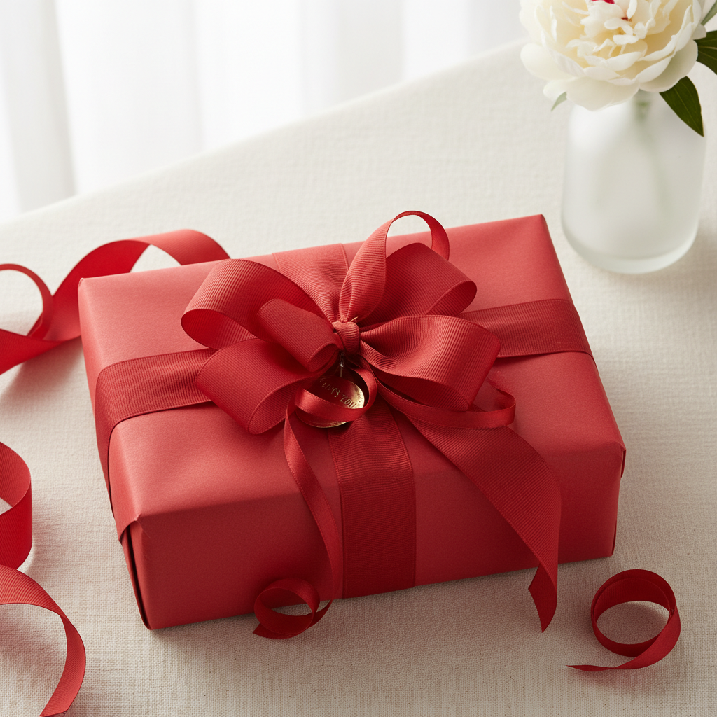 Cherry Red wrapping paper mockup 5