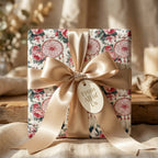 Vintage dreamcatcher boho floral wrapping paper with a gold bow by Wrapped Studios.