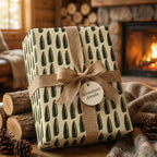 Rustic hunting wrapping paper with bullet pattern and burlap ribbon by Wrapped Studios.