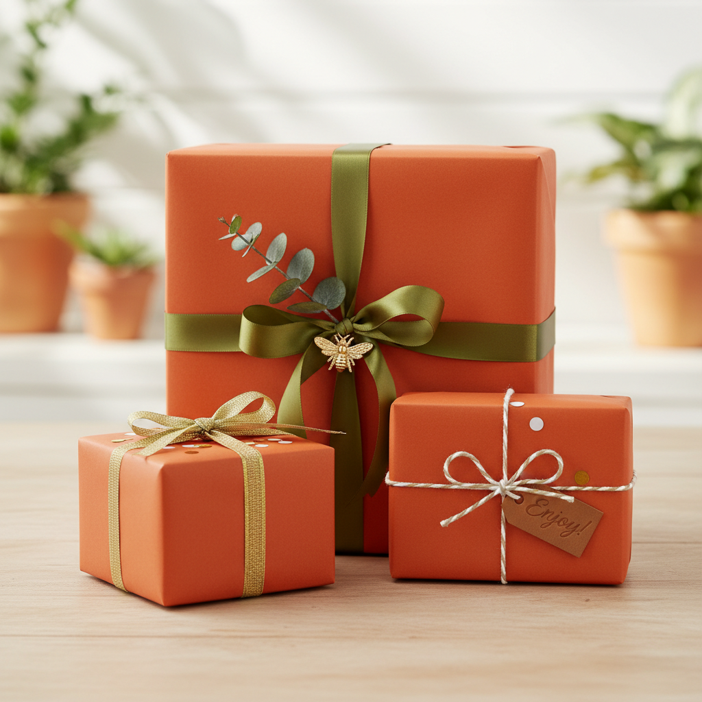 Tangerine wrapping paper mockup 10