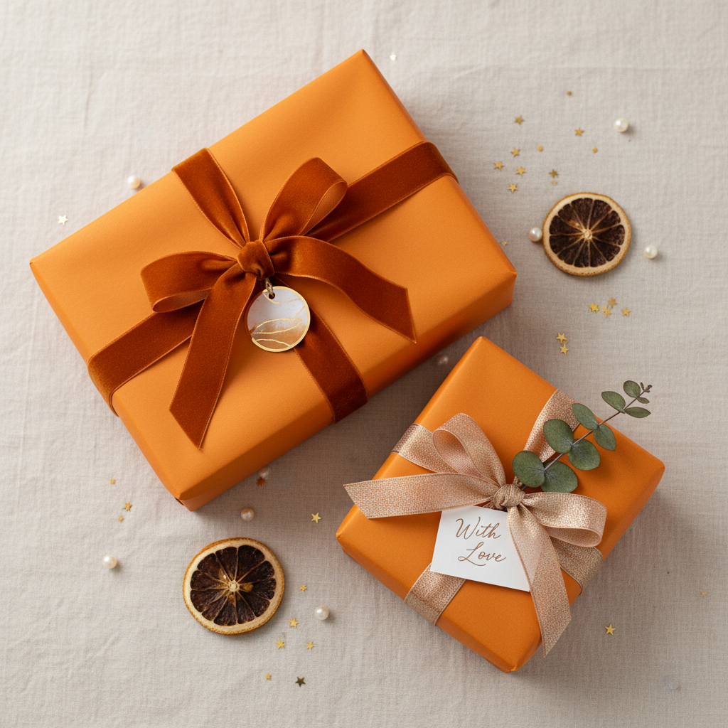 Tangerine wrapping paper mockup 11