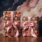 Vintage teddy bear wrapping paper with pink satin bows by Wrapped Studios, ideal for baby shower or birthday gifts.