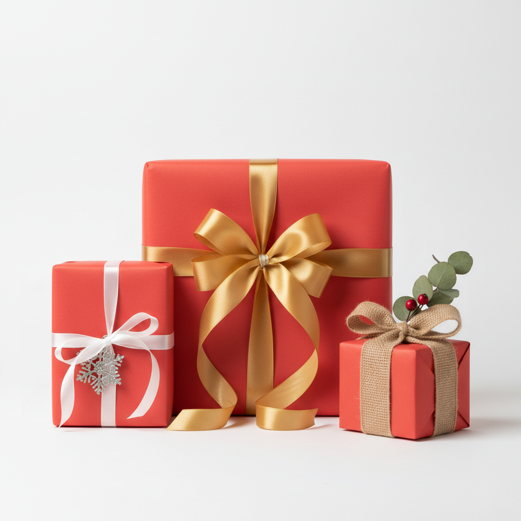 Coral Red wrapping paper mockup 1