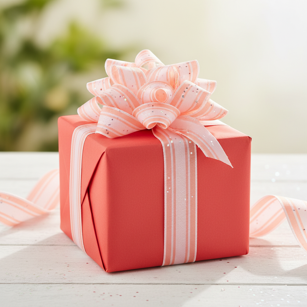 Coral Red wrapping paper mockup 5