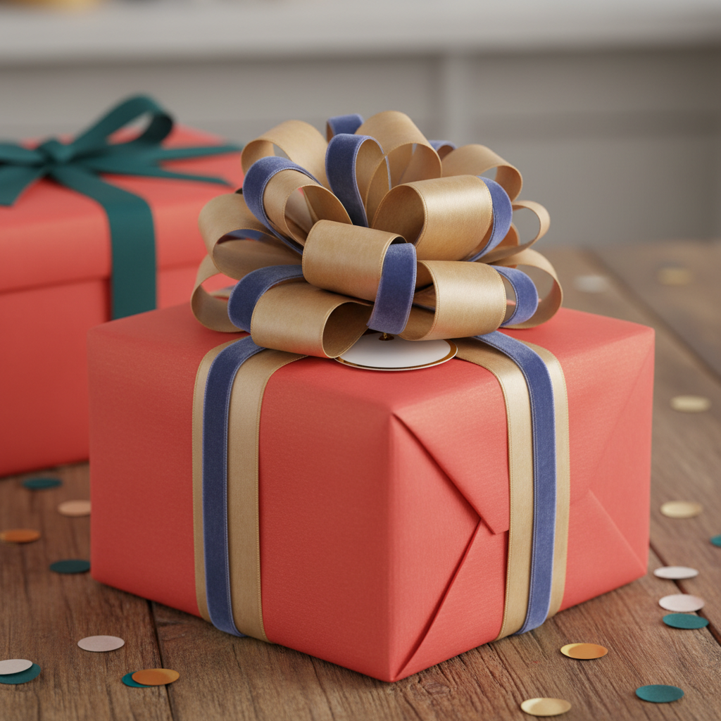 Coral Red wrapping paper mockup 6