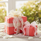 Coral Red wrapping paper mockup 8