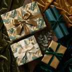 Vintage angel wrapping paper and luxury Christmas gift wrap with velvet ribbons by Wrapped Studios.