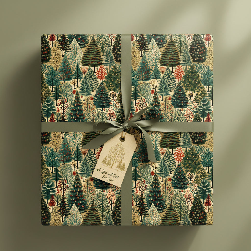 Evergreen Elegance: Landscape Gift Wrap