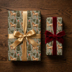 Luxury horse Christmas wrapping paper by Wrapped Studios with elegant gold satin and red velvet bows.