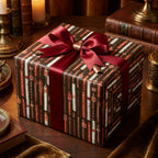Luxury cigar gift wrap with a burgundy satin ribbon on a gift box by Wrapped Studios.