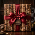 Masculine cigar wrapping paper with a red ribbon for Father's Day gifts by Wrapped Studios.