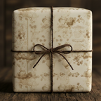 Elegant gift wrapped in vintage floral wrapping paper with rustic twine bow.