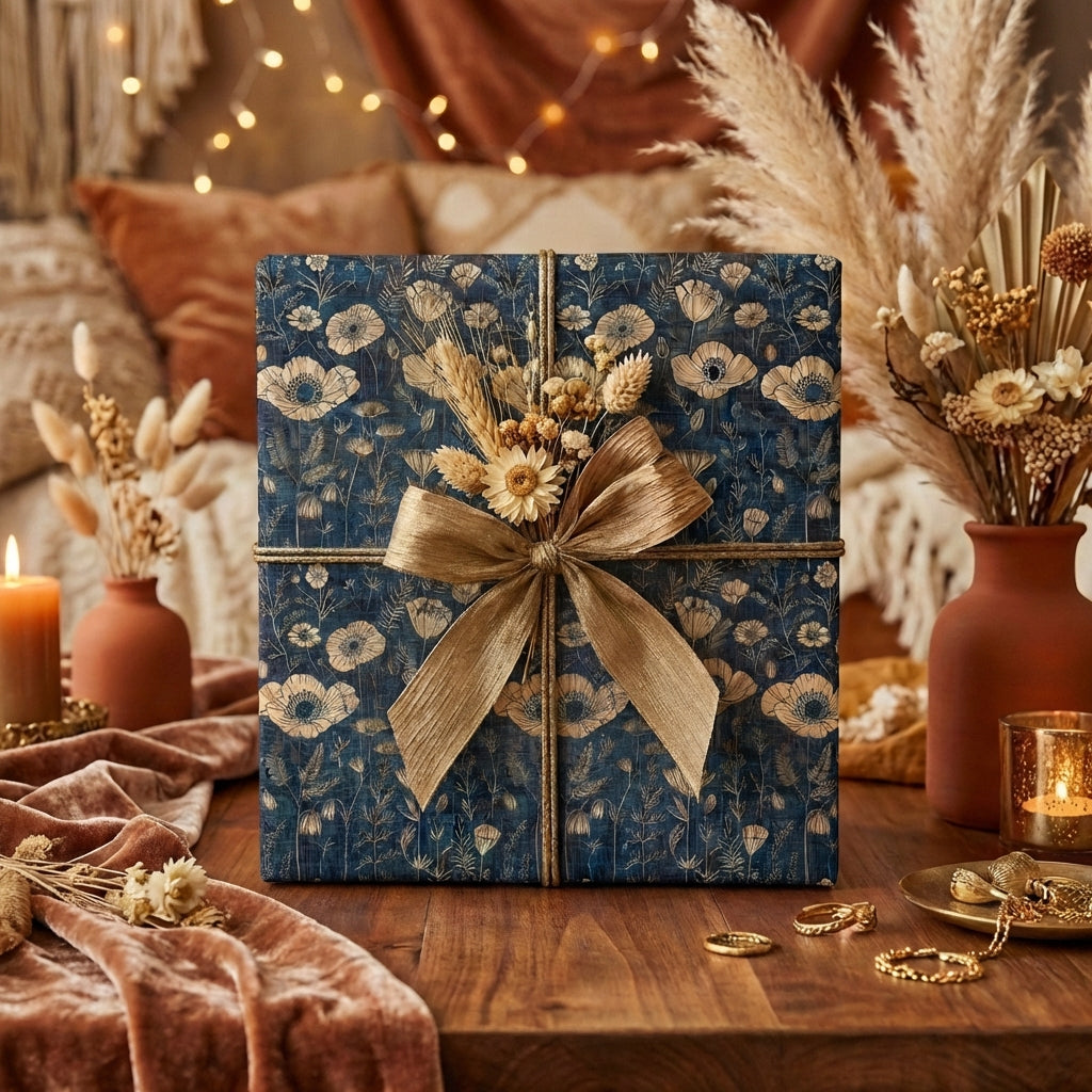 Midnight Meadow Botanical Blooms: Vintage Gift Wrap