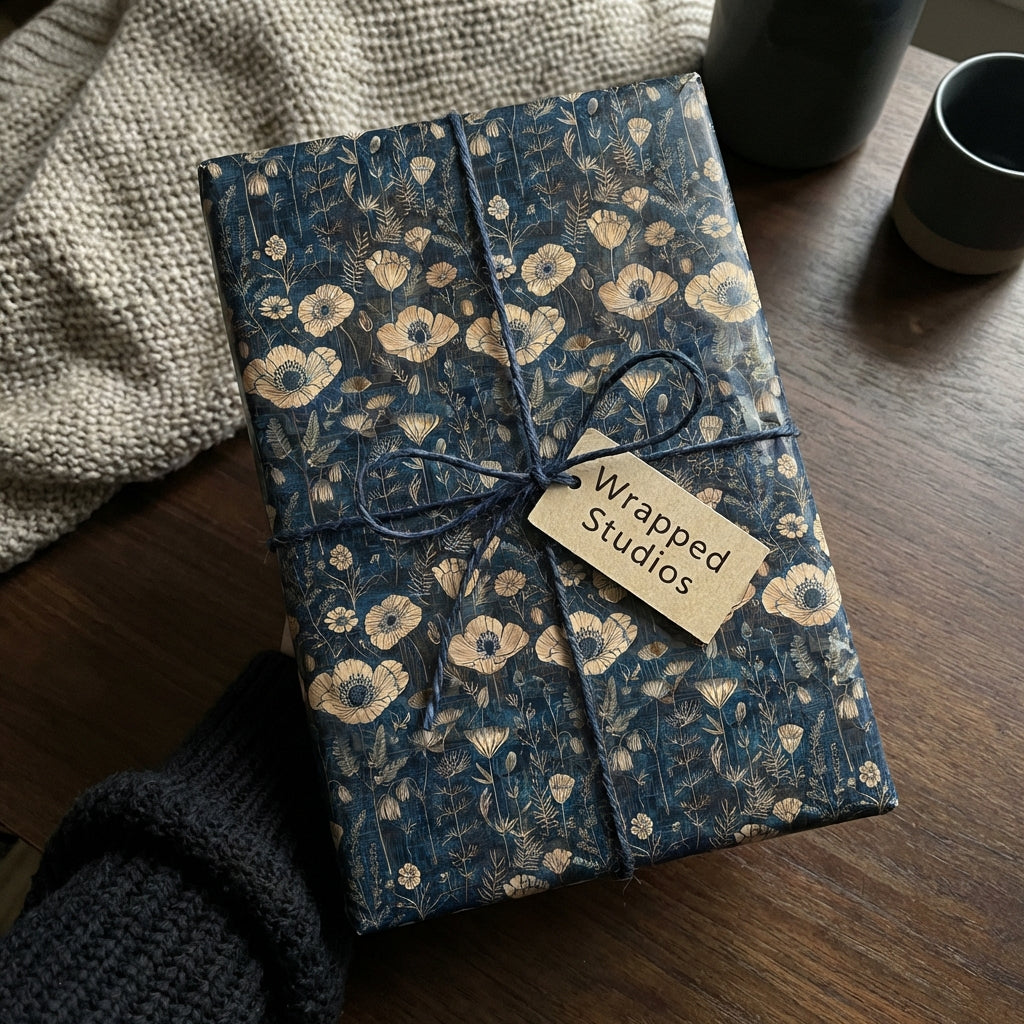 Midnight Meadow Botanical Blooms: Vintage Gift Wrap