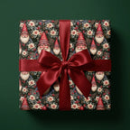 Vintage Santa Claus Christmas wrapping paper with a red satin ribbon bow by Wrapped Studios.
