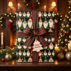 Vintage Santa Claus Christmas wrapping paper with a red plaid ribbon bow, by Wrapped Studios.
