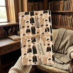 Vintage dark academia gift wrap with graduation pattern, tied in twine by Wrapped Studios.