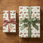 Vintage rose floral wrapping paper by Wrapped Studios on gifts with velvet and green satin bows.