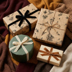 Rustic vintage map wrapping paper and luxury gift wrap with velvet ribbons by Wrapped Studios.