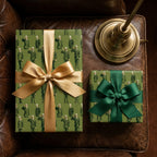 Vintage military wrapping paper with saluting soldiers and satin ribbons by Wrapped Studios.