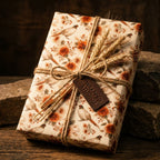 Rustic pheasant wrapping paper with autumn flowers, wheat, and twine by Wrapped Studios.