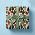 Vintage Santa Claus Christmas wrapping paper with a sage green ribbon bow by Wrapped Studios.