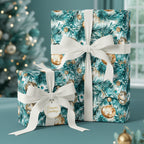 Golden Teal: Evergreen Christmas Wrapping Paper