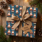 Western cowboy Santa Christmas wrapping paper with rustic burlap bow by Wrapped Studios.
