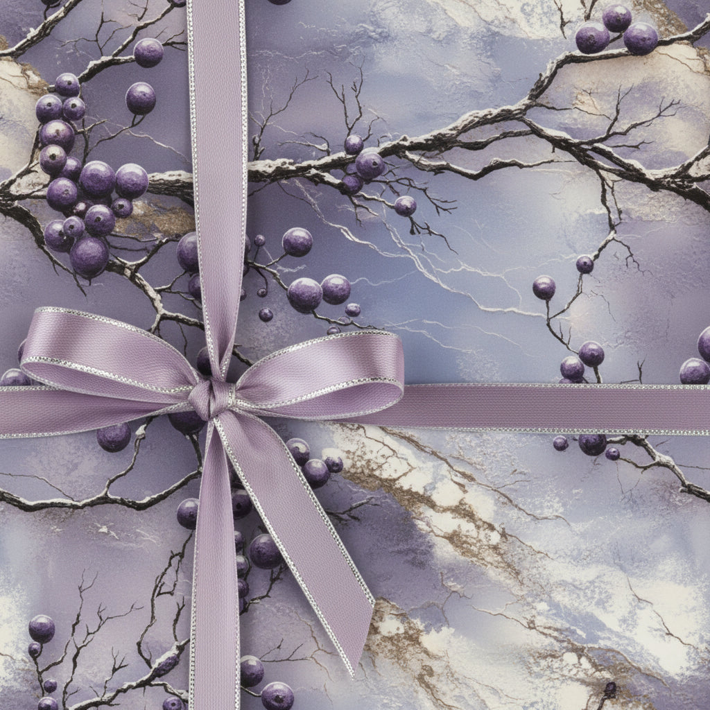 Elegant gift box with lavender floral wrapping paper and a satin ribbon bow.
